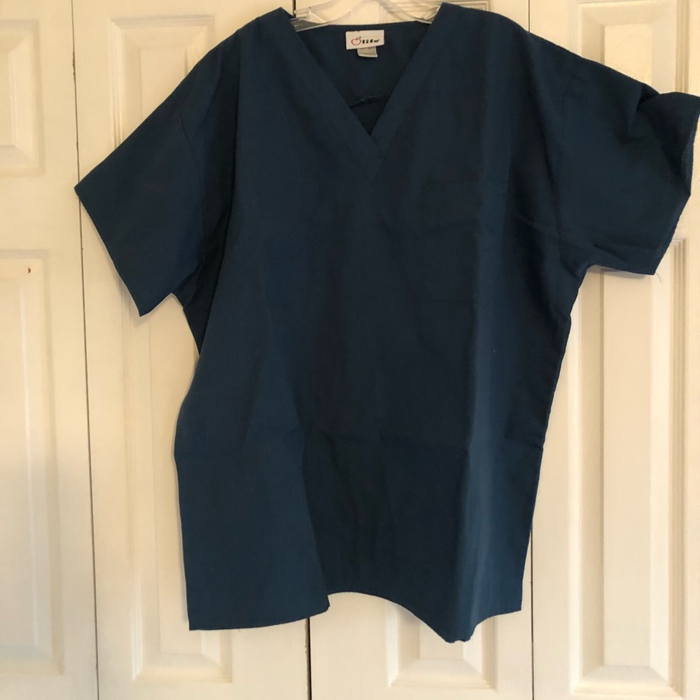 Dark teal mens scrubs shirt